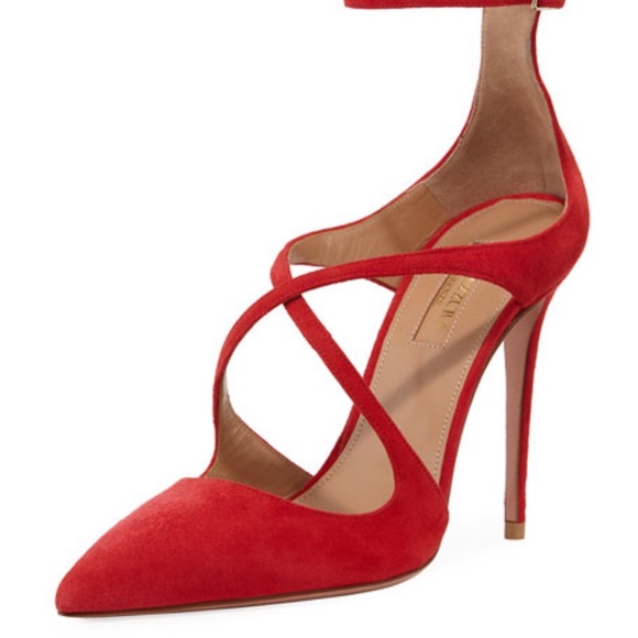 NEW Aquazzura Viviana Suede Ankle-Strap Pump size 37.5 - Picture 3 of 9